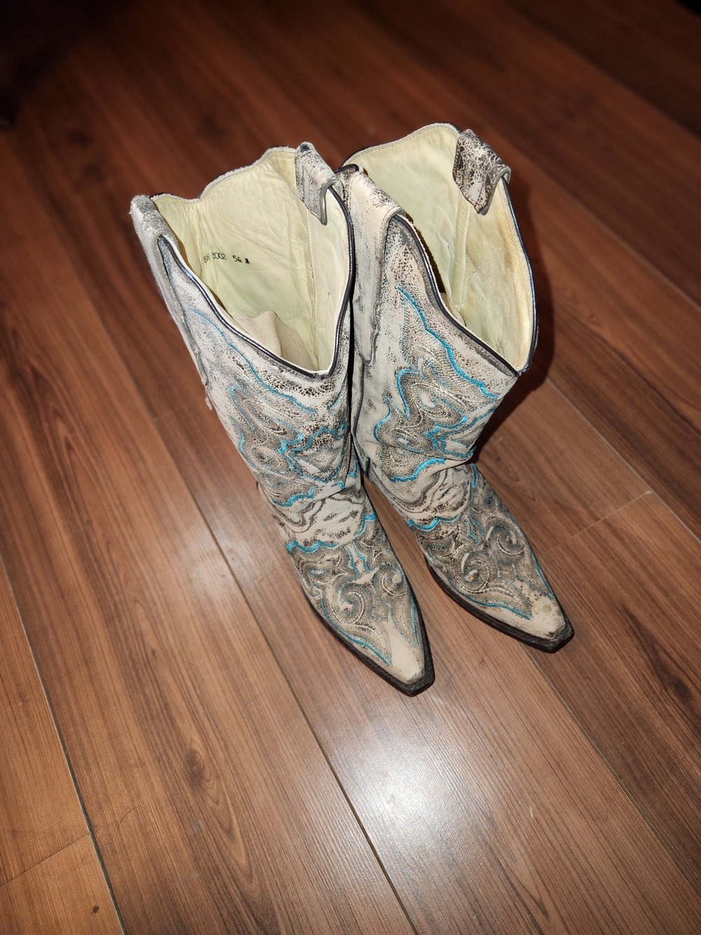 Corral Cream & Turquoise Western Lace-Up Boots